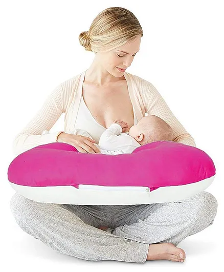 Get IT Feeding Nursing Micro Fibre Pillow - Dark Pink & Beige