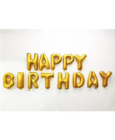 Syga Happy Birthday Foil Balloons Matte Gold - Pack of 16