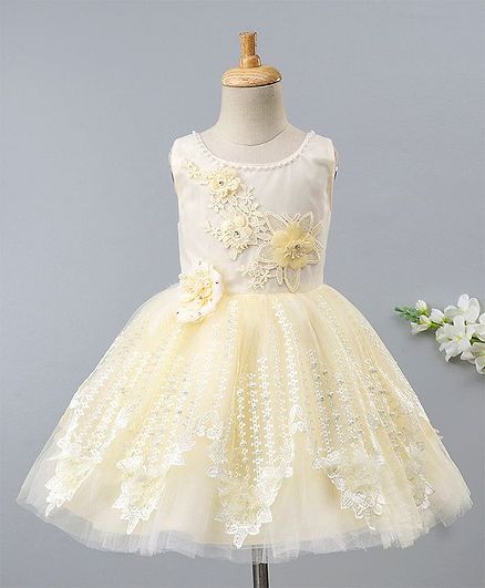 Enfance Flower Embroidered Sleeveless Dress - Cream