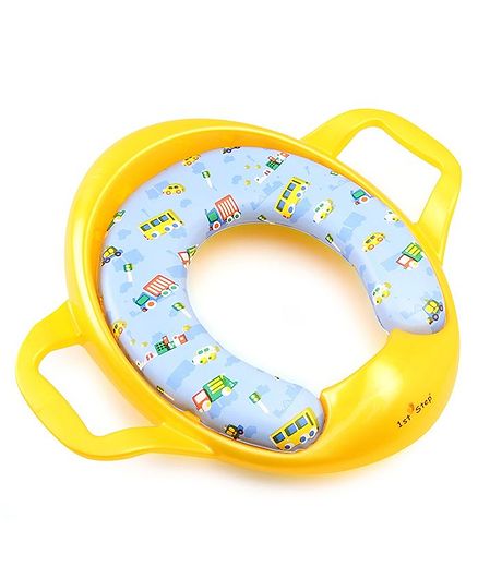 1st Step Cushioned Potty Seat With Handle Vehicle Print - Yellow