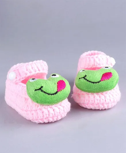 Cute Walk by Babyhug Winter Booties Frog Motif - Pink