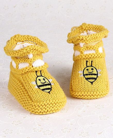 Cute Walk by Babyhug Winter Wear Booties Honey Bee Design - Yellow