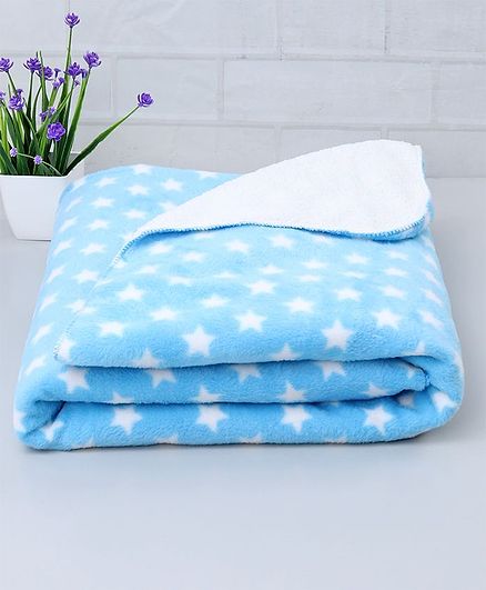 Babyhug Poly Wool Blanket Stars Print - Blue