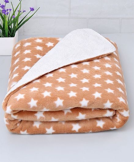 Babyhug Poly Wool Blanket Stars Print - Brown