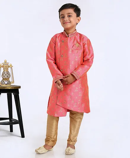 Babyhug Full Sleeves Kurta Pyjama Set Floral Print - Pink