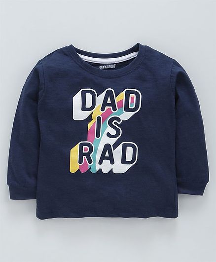 Cucumber Full Sleeves Tee Text Print - Navy Blue
