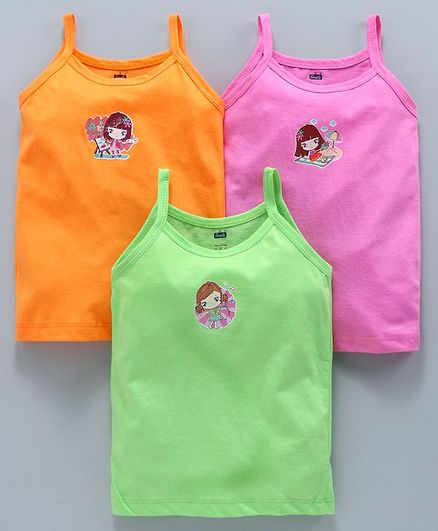Simply Singlet Slips Multiprint Pack of 3 - Orange Pink Green