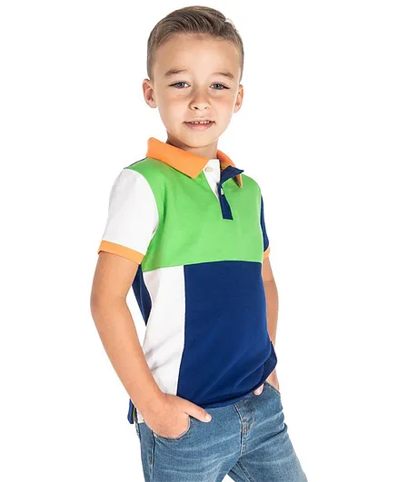Cherry Crumble by Nitt Hyman Color Block Half Sleeves Polo Tee - Multi Color