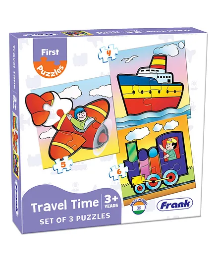 Frank Play and Learn Travel Time Jigsaw Puzzle Multicolour Set of 3 - 15 Pieces