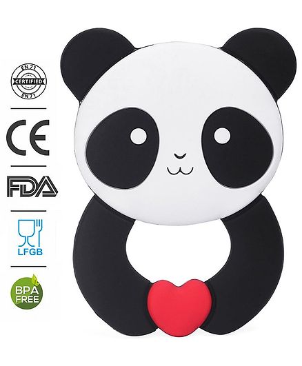 Babyhug 100% Silicone Teether Panda Print - Black & White