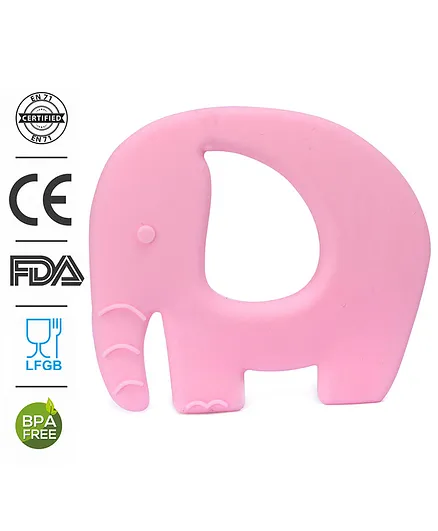 Babyhug Elephant Shaped 100% Silicone Teether - Pink