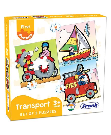 Frank Transport Jigsaw Puzzle Set of 3 Multicolour - 15 Pieces
