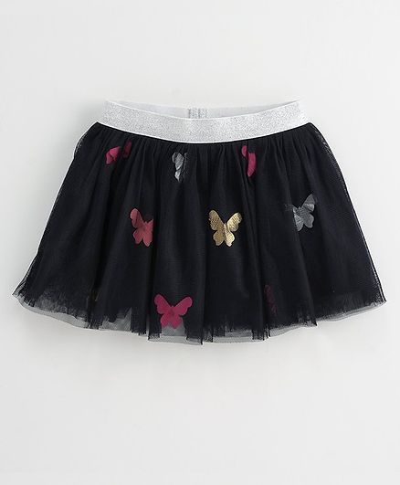 Babyoye Cotton Skirt Butterfly Design - Navy Blue