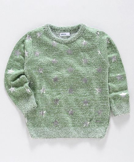 Babyoye Acrylic Full Sleeves Sweater Star Design - Green