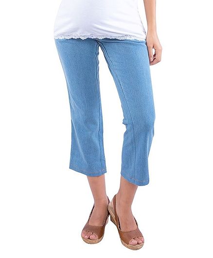 Morph Three Fourth Length Maternity Capri - Blue