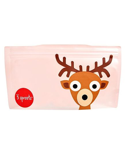 3 Sprouts Reusable Deer Snack Bag Pack Of 2 - Brown & Pink