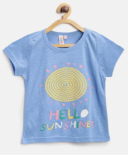 Kids On Board Hello Sunshine Half Sleeves Tee - Light Blue
