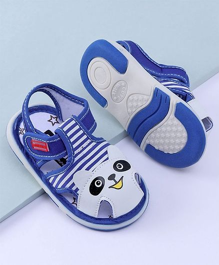 Cute Walk by Babyhug Sandals Bear Patch - Blue Grey