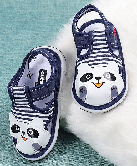 Cute Walk by Babyhug Sandals Bear Patch - Navy Blue Grey