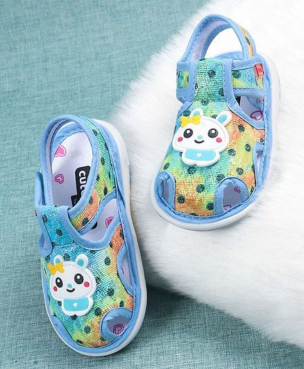 Cute Walk by Babyhug Sandals Cartoon Patch - Blue Green