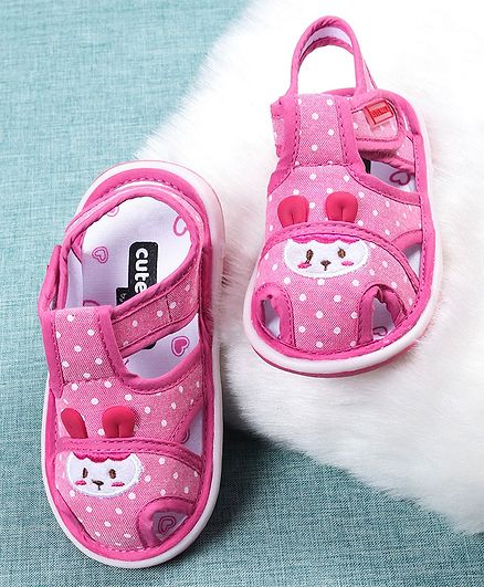 Cute Walk by Babyhug Sandals Bunny Embroidery - Fuchsia