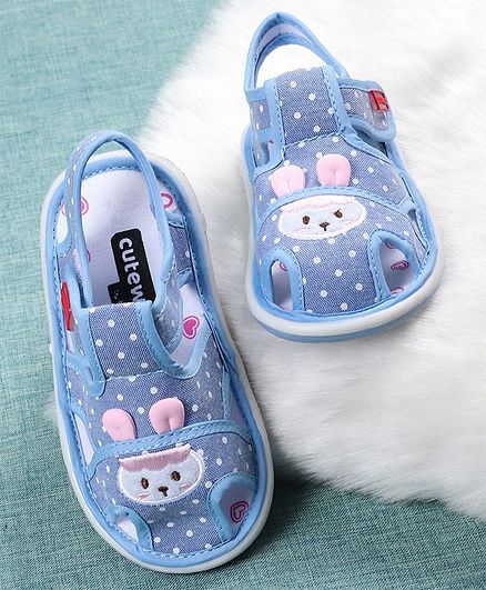 Cute Walk by Babyhug Sandals Bunny Embroidery - Blue