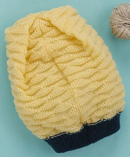 Babyhug Cap Contrast Stripe Pattern Yellow - Diameter 8 cm