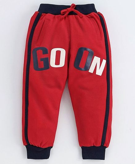 Teddy Full Length Lounge Pant Go On Print - Red