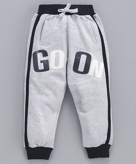Teddy Full Length Lounge Pant Go On Print - Grey
