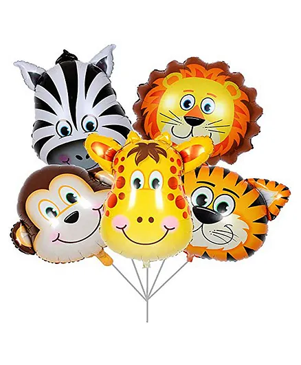 Balloon Junction Animal Face Foil Balloons - Pack of 5