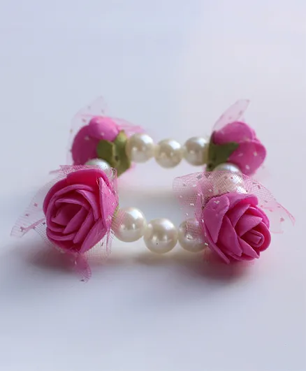 Milyra Pearl & Flower Bracelet - Off White & Pink