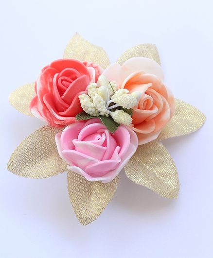 Milyra 3 Foam Flowers Hair Clip - Golden