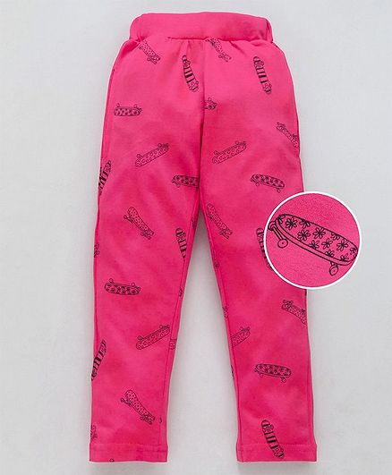 Fido Elastic Waist Lounge Pants Skate Board Print - Pink