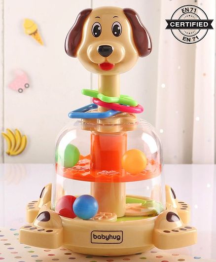 Babyhug Press & Spin Dog Toy - Orange Cream
