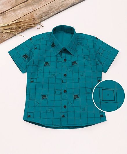 Knotty Kids Half Sleeves Checked Shirt - Green