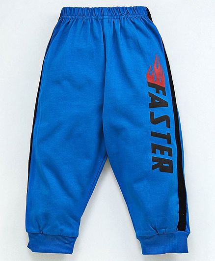 Doreme Elastic Waist Full Length Track Pants Faster Print - Blue