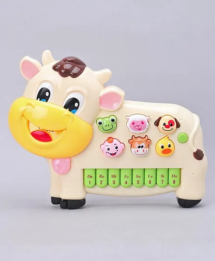 Musical Cow Shape Piano - Cream & Yellow