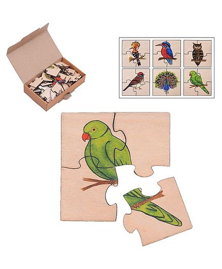 RK Cart Bird Wooden Jigsaw Puzzle Set of 6 - Green