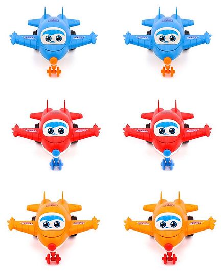 Zest 4 Toyz Deformation Airplane Transformer Pack of 6 - Red Orange & Blue