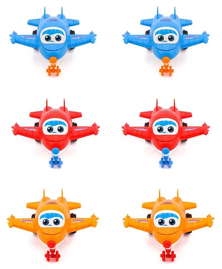 Zest 4 Toyz Deformation Airplane Transformer Pack of 6 - Red Orange & Blue