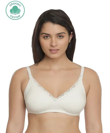 Inner Sense Organic Antimicrobial Laced Soft Nursing Bra - White