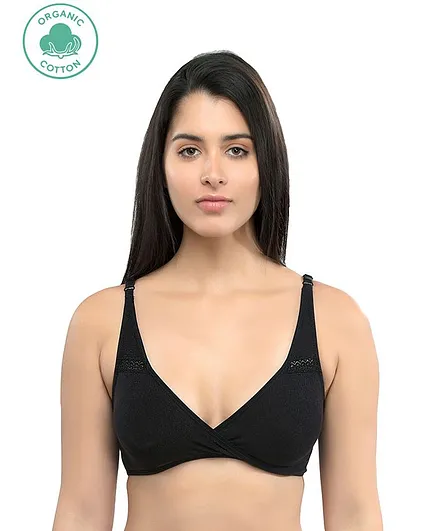 Inner Sense Solid Organic Antimicrobial Feeding Bra - Black