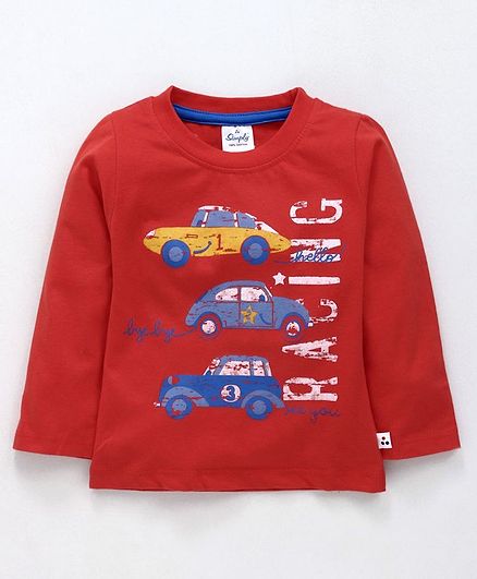 Simply Full Sleeves Graphic Tee - Red