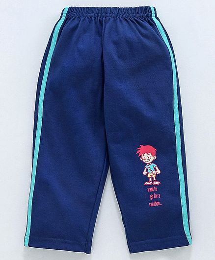 Tango Full Length Single Jersey Track Pant Boy Print - Royal Blue