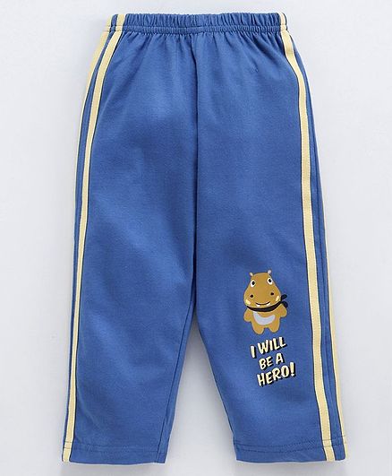 Tango Full Length Single Jersey Track Pant Hippo Print - Royal Blue