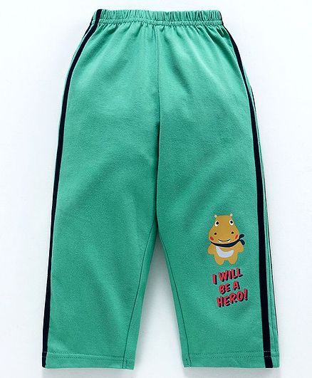 Tango Full Length Single Jersey Track Pant Hippo Print - Green