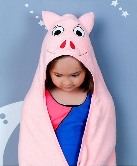 Rabitat Kids Hooded Towel Pig Design - Pink