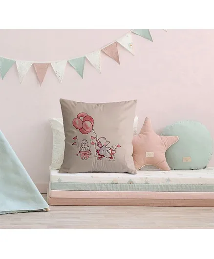 Stybuzz Cushion Elephant With Balloon Print - Brown