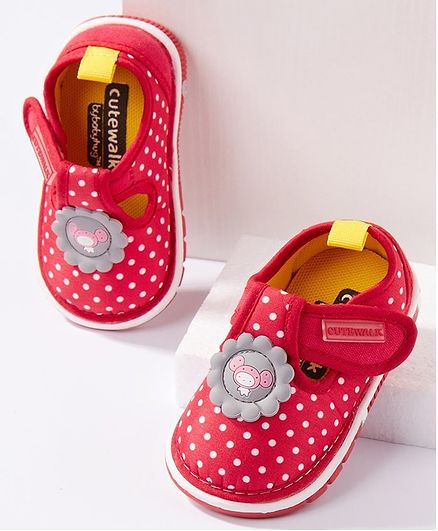Cute Walk by Babyhug Casual Shoes Dots Print - Red