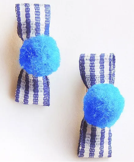 Lime By Manika Striped Hair Clips - Blue